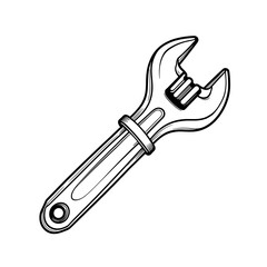 Line art adjustable wrench, tool maintenance and repair concept