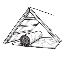Thermal insulation rolled into attic, energy efficiency and home improvement concept