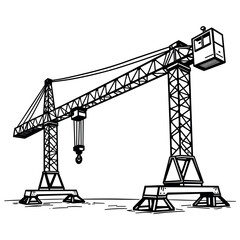 Crane lifting steel frame beam, construction equipment and industrial machinery in engineering