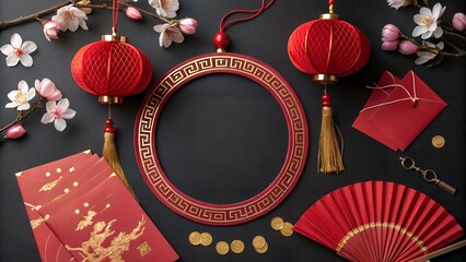 Chinese horse new year background with copy space for text