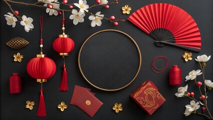 Chinese horse new year background with copy space for text