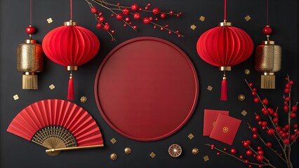 Chinese horse new year background with copy space for text