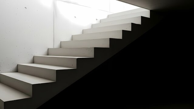 A clean architectural photo of a modern concrete staircase displaying geometric lines and minimalist urban design. Great for architecture, design, and interior/exterior themes.
