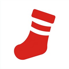 Simple red Christmas stocking icon designed in clean modern festive graphic style
