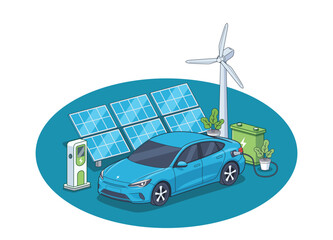 Electric Car with Renewable Energy System