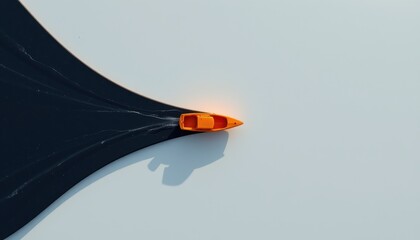Orange Speedboat Creating Wake on Calm Water Surface Above View