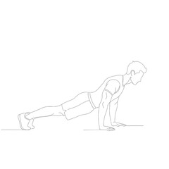 Minimalist Push-Up Man Line Art Vector