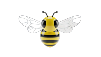 3D Cartoon Bee Flying on White Background