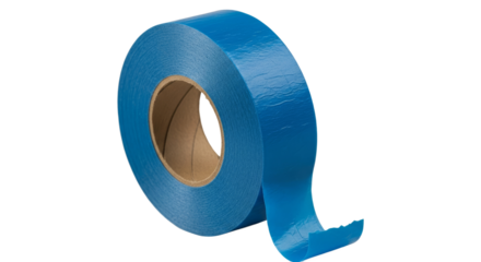 Blue painters tape roll isolated on white background.