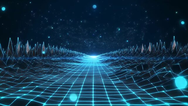 Abstract Grid Landscape Digital Technology Background.