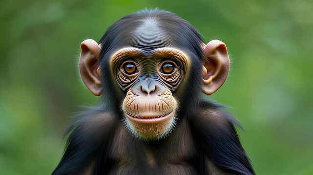 Adorable Chimpanzee Portrait - A Captivating Gaze into the Wild.