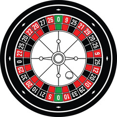 Roulette Wheel With Ball And Numbers On White Background casino gambling