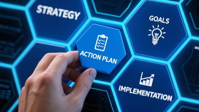 Business project marketing strategy planning teamwork relationship training human resources recruitment management concepts hand selecting action plan icon digital screen for successful - Powered by Adobe