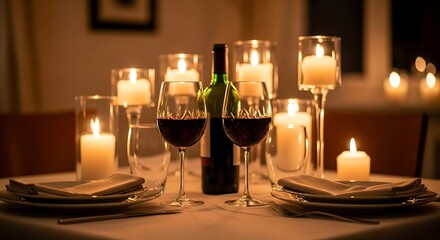 Romantic candlelit dinner for two with wine and appetizers