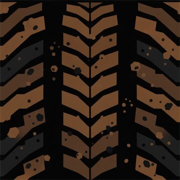illustration of seamless tractor tire tread pattern on dark background for farming design elements.
