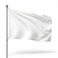 Mockup white flag isolated on white background