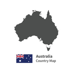 Australia Country map Flag illustration on whtie background