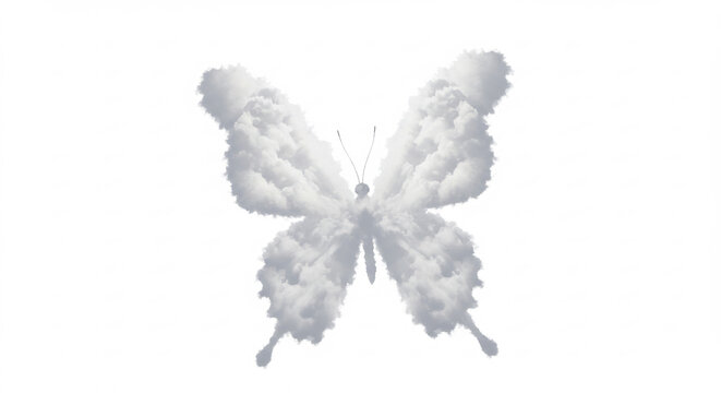 Papillon vaporeux et l�ger form� de nuages cotonneux flottant d�licatement un symbole de libert� et de beaut� �th�r�e. AI Generated