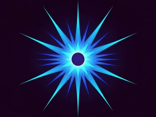 Abstract blue cyan radial burst with sharp rays digital design