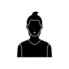 Silhouette of a woman with hair in a small bun updo on transparent background