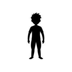 Silhouette of a boy standing on a white background on transparent background © JahidHasan