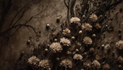 Ethereal Floral Still Life - A Symphony of Dried Flowers and Textures.