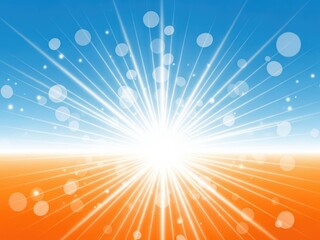 Radiant blue and orange abstract background with glowing sunburst