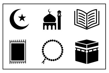 Islamic symbols with the crescent moon and star