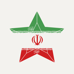 Stylized representation of the iranian flag with green, white, and red star shapes.