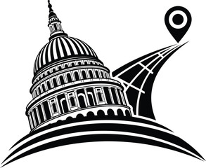 Capitol building washington dc travel location pinpoint vector design eps silhouette