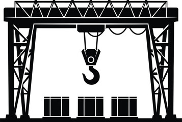 Find black and white gantry crane vector illustration stock design art eps silhouette