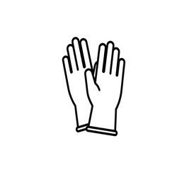 Black single pair of rubber gloves line icon, simple washing wear flat design vector pictogram, infographic vector for app logo web website button ui ux interface elements isolated on white background