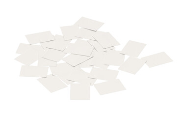 Pile of blank white business cards isolated on a white background