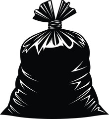 Black garbage bag vector illustration waste management and recycling art eps silhouette