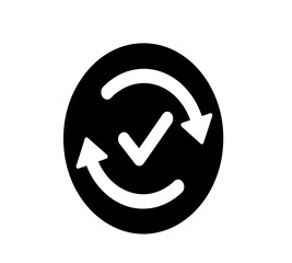 Vector black glossy round refresh symbol button for business website