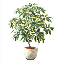 dwarf umbrella tree bonsai on pot