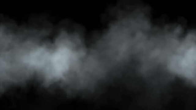 Dark smoke cloud floating against a black background.