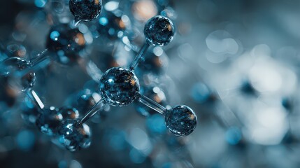 Close Up Of A Molecular Structure With Light Reflections And Bokeh Effect