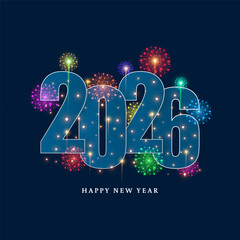 Vector illustration of Happy New Year 2026 social media template