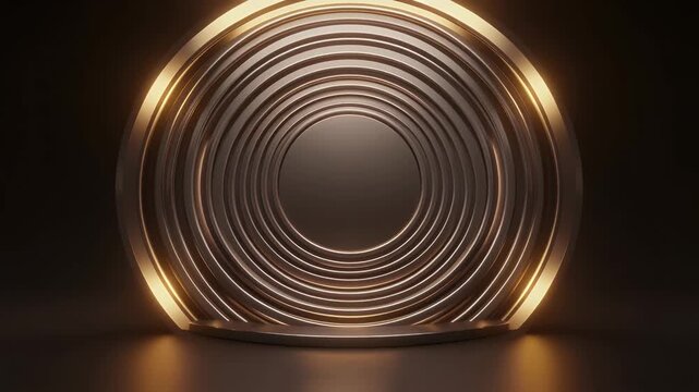 Abstract Gold Circle Background Modern 3D Render.