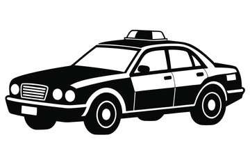 Fototapeta premium police car silhouette line art vector illustration with a white background