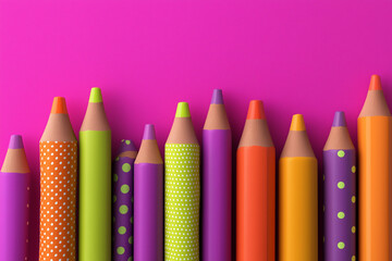 Vertical colored pencils with patterns and textures
