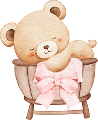 Watercolor Adorable Baby Teddy Bear
