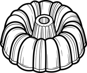 Bundt cake pan outline vector illustration drawing baking kitchenware eps silhouette