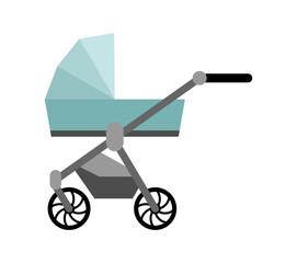 modern baby stroller. Parenthood, childhood, and infant care concept. Isolated on white.