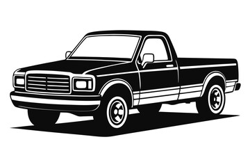 pickup silhouette line art vector illustration with a white background