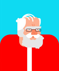 Santa Claus with a big beard and glasses. Christmas, holiday, and celebration icon.