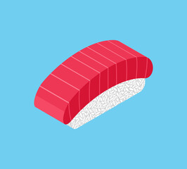 Classic tuna nigiri sushi vector illustration. Japanese cuisine, healthy eating, and gourmet seafood icon.