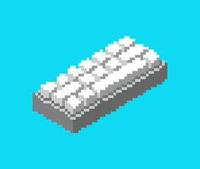 Pixel art illustration of a computer key row in a light gray 8-bit style. Simple gaming and technology vector asset.