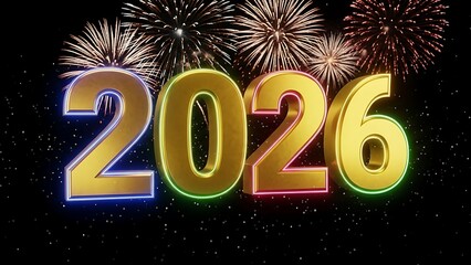 3D Golden 2026 Text, New Year&rsquo;s Eve Countdown Celebration, Metallic Sparkling Typography Element